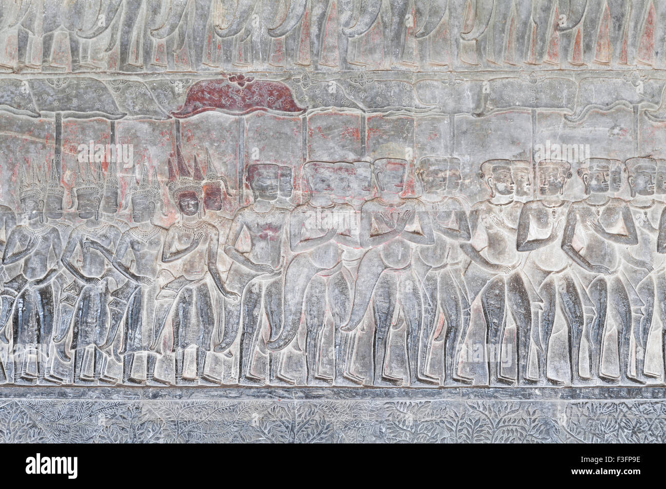 Bas-Reliefs auf der südlichen Galerie von Angkor Wat, Kambodscha Stockfoto