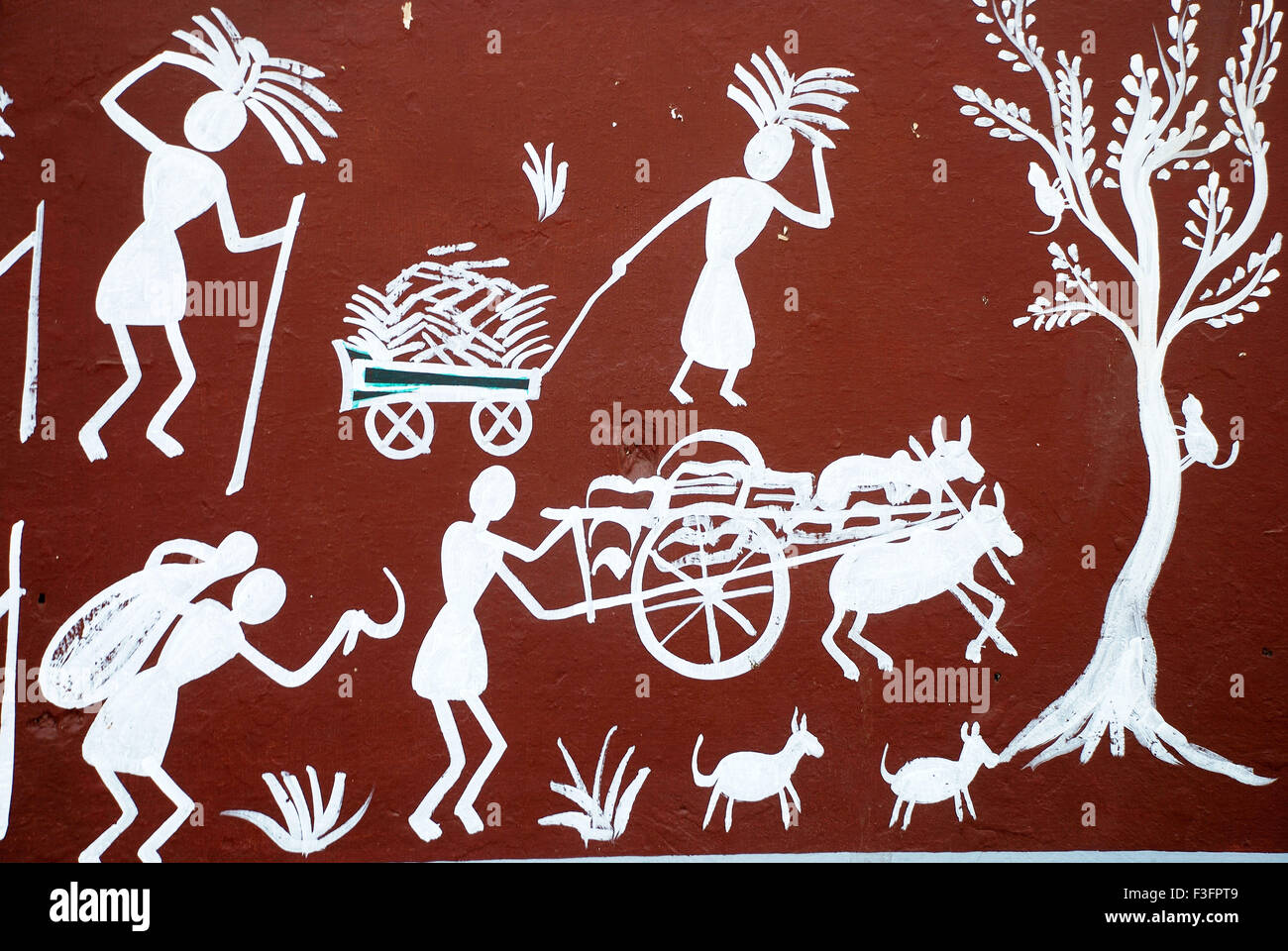 Afrikanische und asiatische Kunst; Wandmalerei; Orissa; Indien Stockfoto