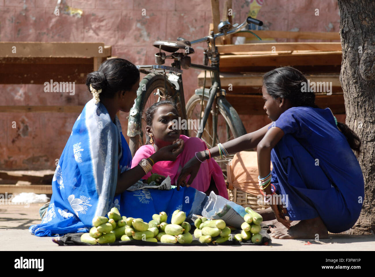 Frauen verkaufen Gurken; Palani; Tamil Nadu; Indien Stockfoto