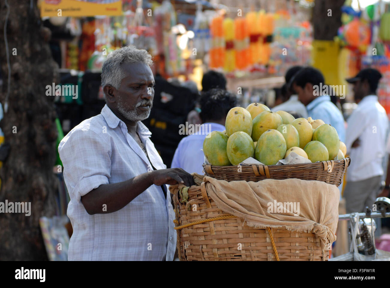 Eine Hawker Verkauf Mangos; Palani; Tamil Nadu; Indien Stockfoto