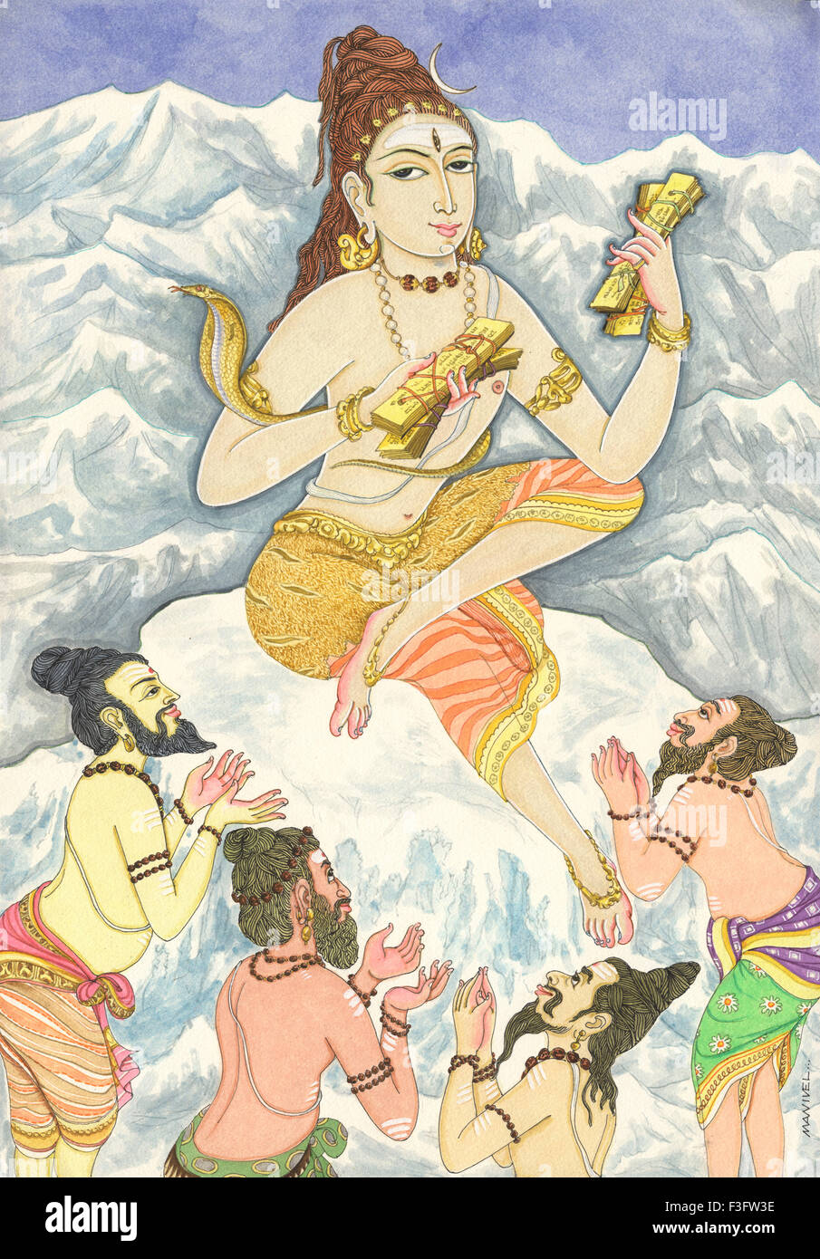 10 Fragen hindu-Glaube hindu-hinduismus Art shiva dakshinamurti himalaya Sages shiv Indien indische Malerei Stockfoto 10 Fragen hindu-Glaube hindu-hinduismus Art shiva dakshinamurti himalaya Sages shiv Indien indische Malerei Stockfoto