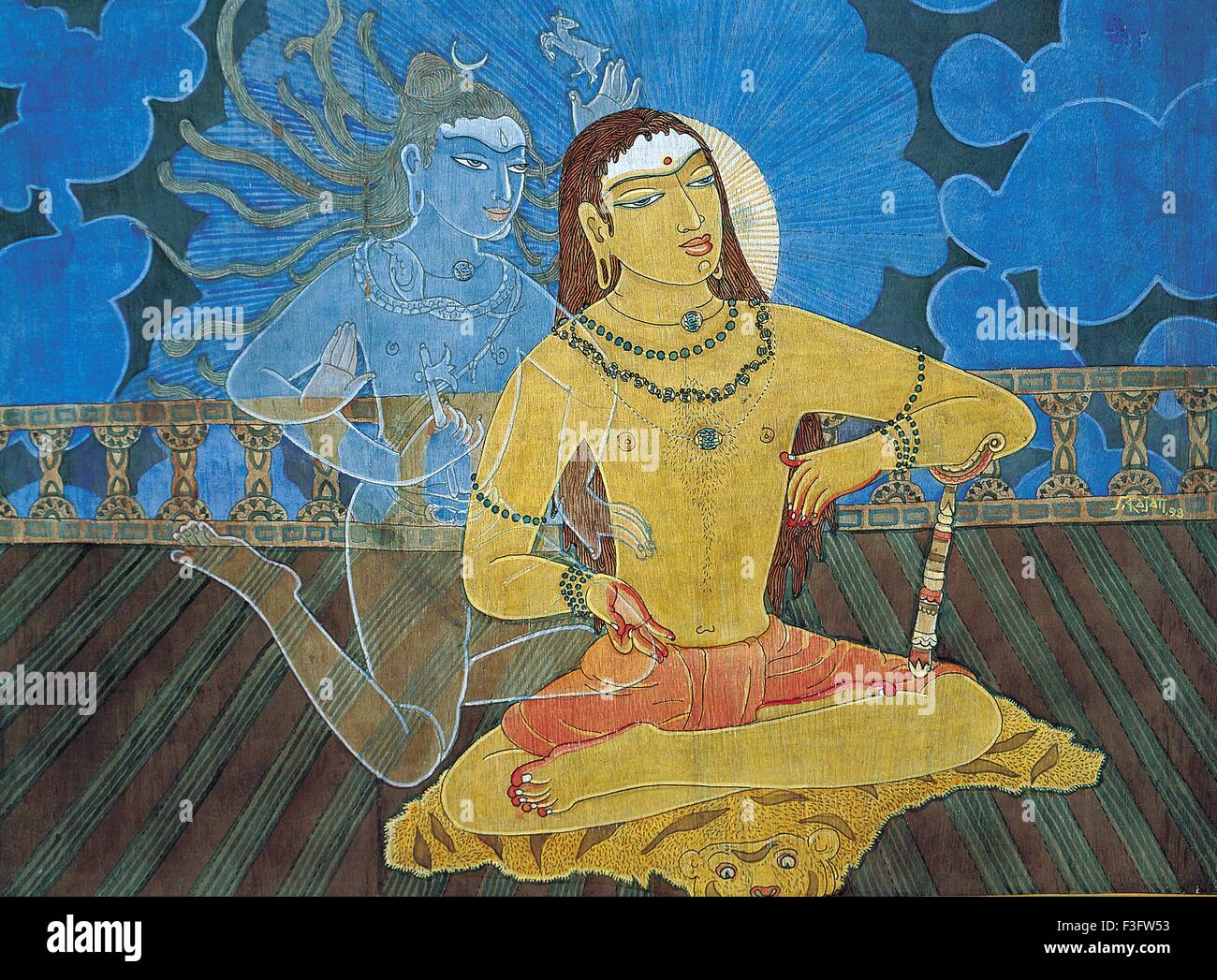 Künstler S. Rajam hinduistischen Glauben Hinduismus Meditation Yoga Künstler Manivelu Himalaya Akademie Kunst verschmelzen mit Siva shiva Stockfoto