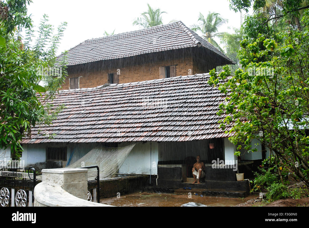 Altes Haus, Panjal, Chelakkara, Thrissur Bezirk, Kerala, Indien, Asien Stockfoto