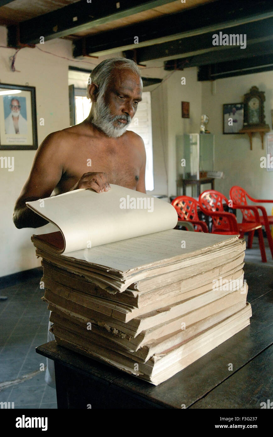 Urkunde aufbewahrt 330 Jahre, die alte Paliath Achan Kovilakam Kottaram holländischen Palast Chendamangalam genannt; Kerala; Indien Stockfoto