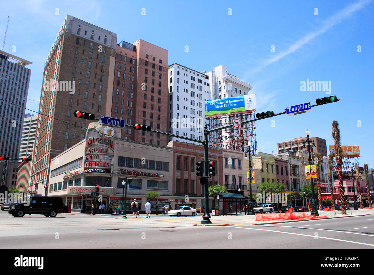 Road-Signal; Canal Street; New Orleans; Louisiana; Vereinigte Staaten von Amerika Vereinigte Staaten von Amerika Stockfoto