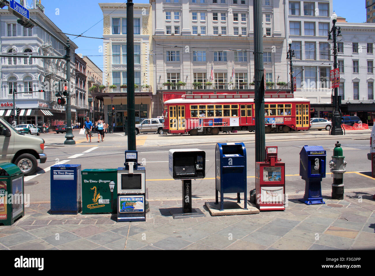 Road-Signal; Canal Street; New Orleans; Louisiana; Vereinigte Staaten von Amerika Vereinigte Staaten von Amerika Stockfoto