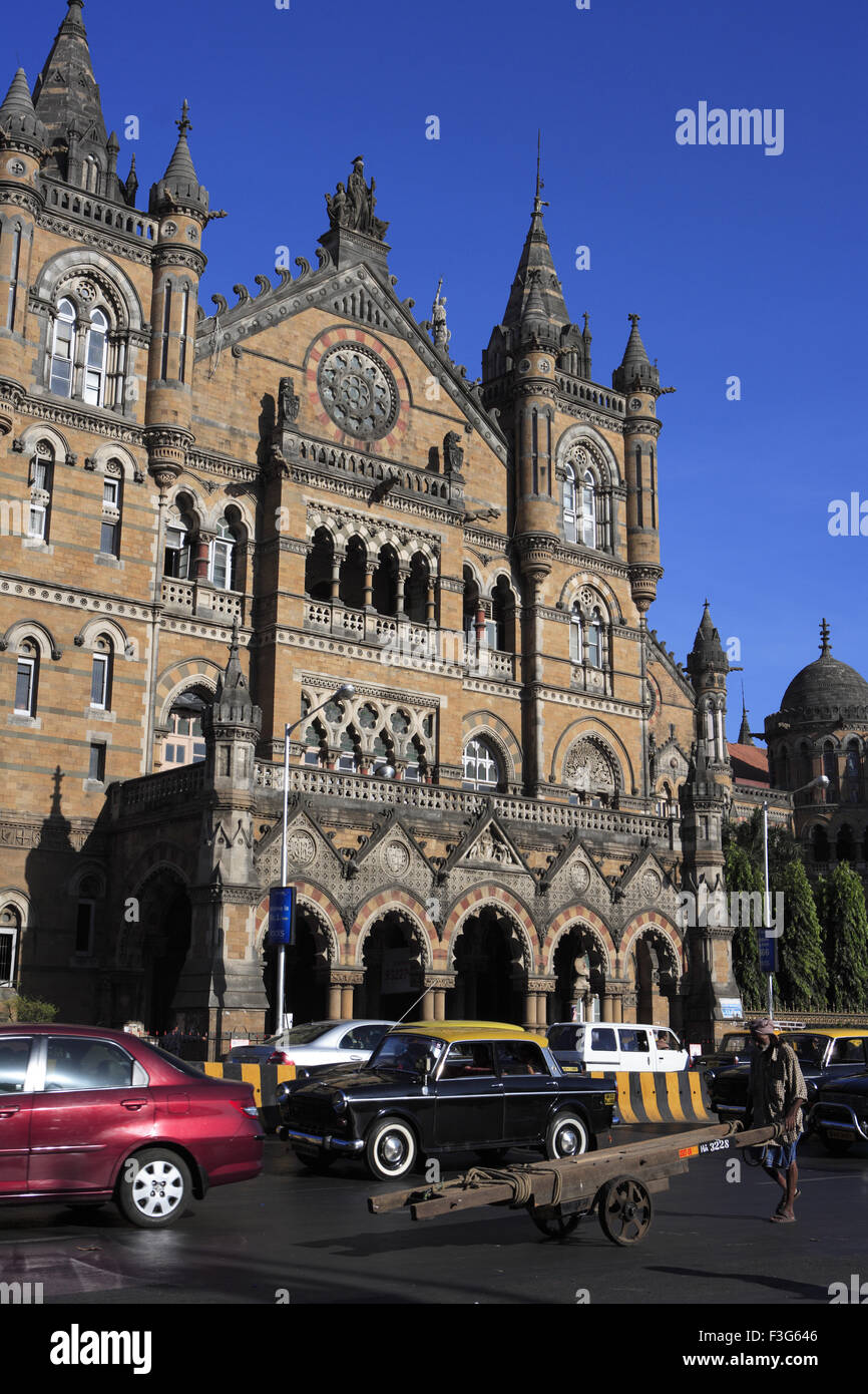 Chhatrapati Shivaji Terminus viktorianischen Neugotik vermischt traditionelle Railway Station Bombay Mumbai Maharashtra Stockfoto