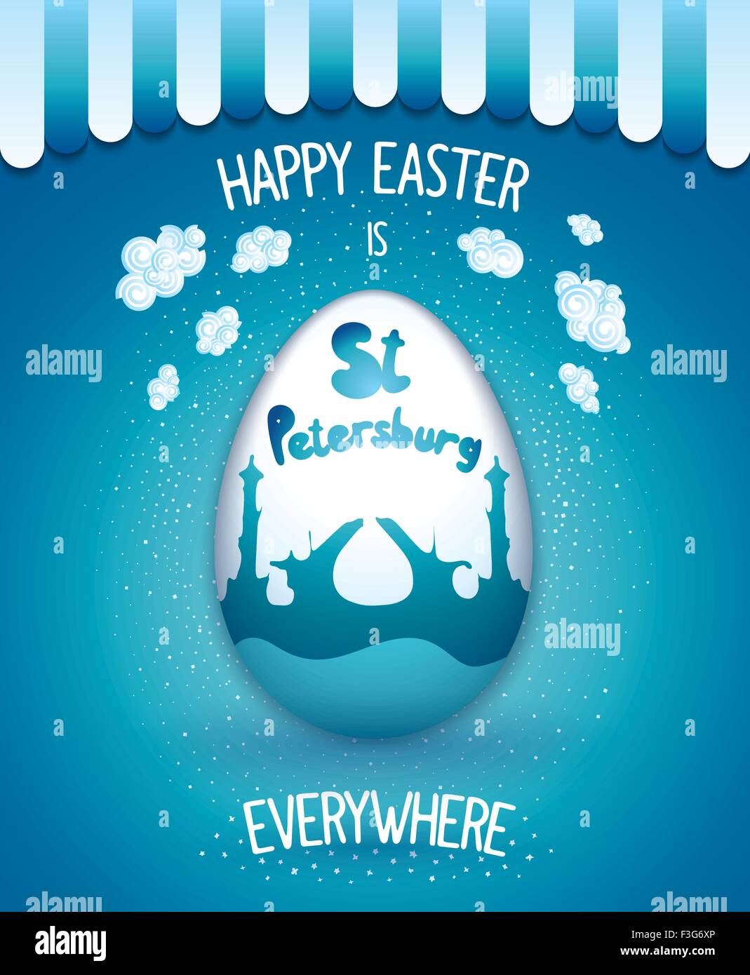 Fest der Ostern auf der ganzen Welt. Sankt Petersburg. Retro-Cartoon-Plakat Stock Vektor