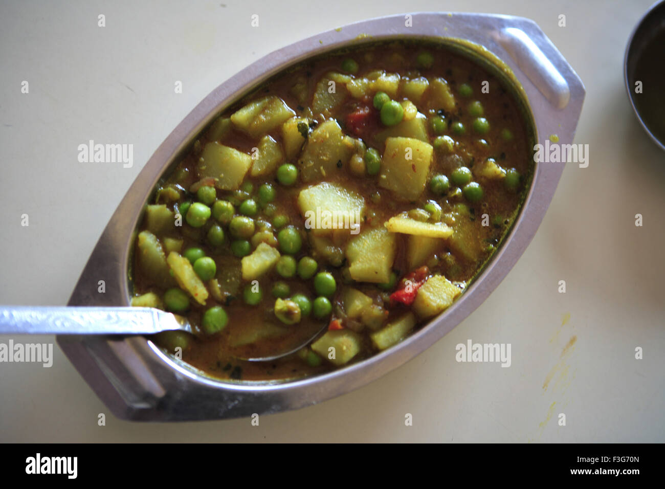 Vegetarisches Gericht; Aloo Mutter Gemüse; Agra; Uttar Pradesh; Indien Stockfoto