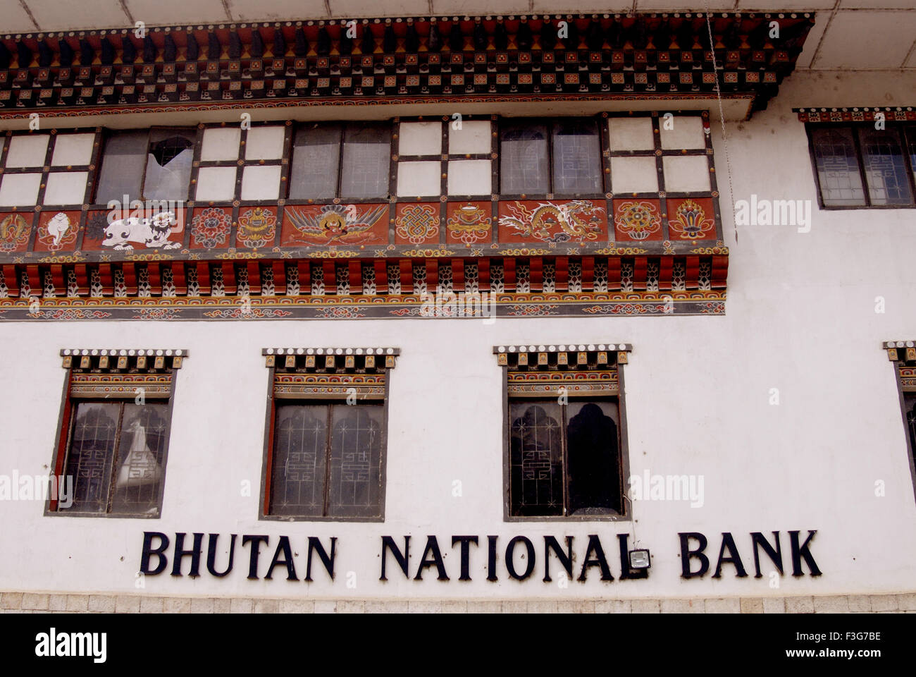 Bhutan National Bank Building, Royal Govt of Bhutan, Thimpu, Thimphu, Bhutan, Königreich Bhutan, Asien Stockfoto