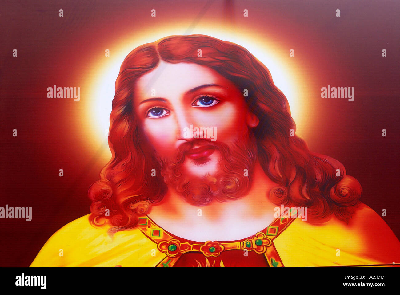 Jesus Christus Malerei auf Kirche, Madurai, Tamil Nadu, Indien - Nmk 145367 Stockfoto