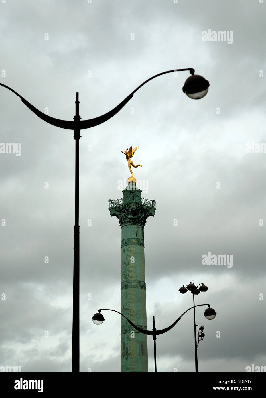 July Column ; Place Bastille ; Place de la Bastille ; Colonne de Juillet ; Paris ; Frankreich ; Französisch ; Europa ; Europäisch Stockfoto