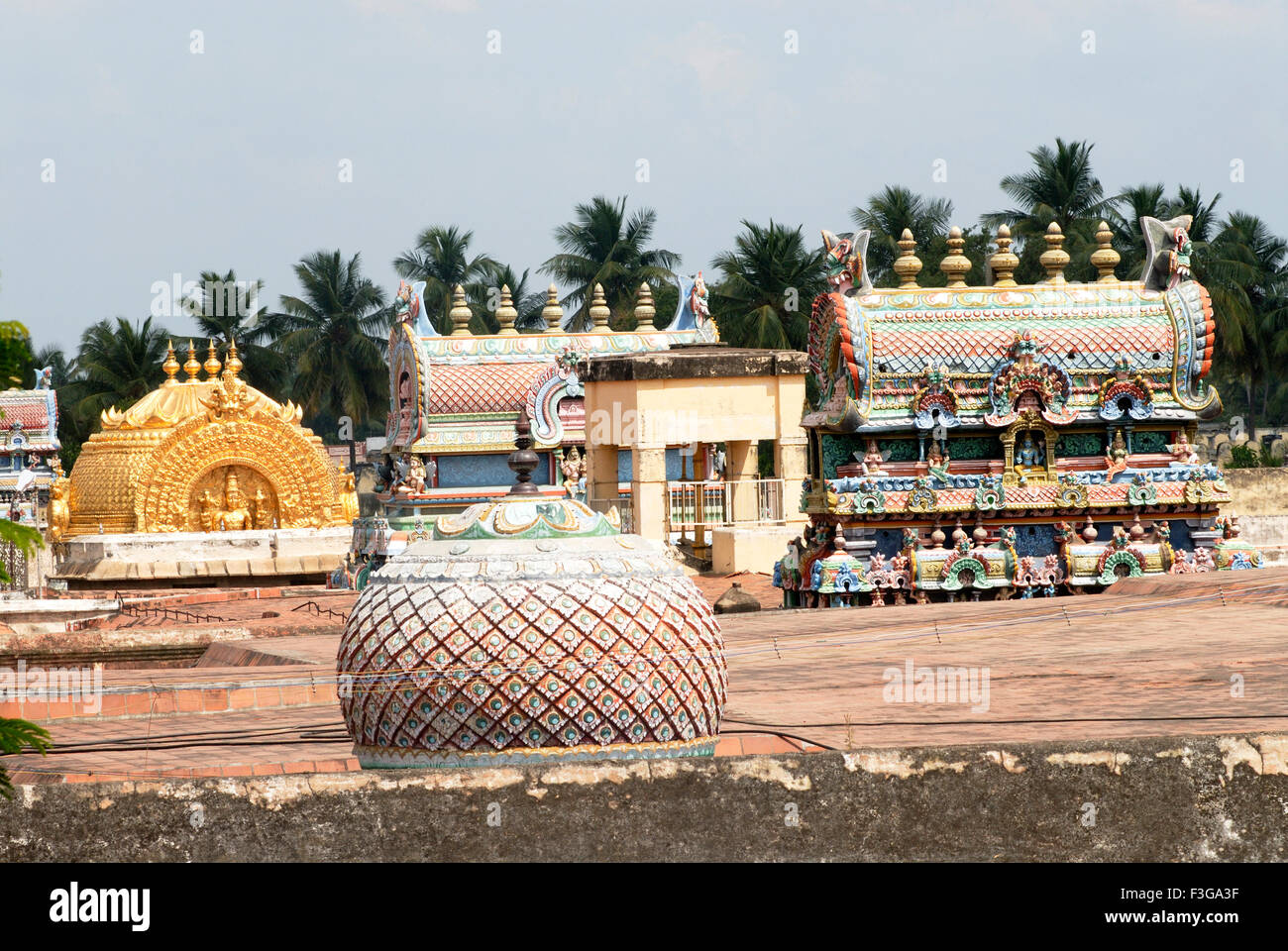 Golden Pranavaakriti Vimana in Sri Ranganathswami Tempel; Tiruchirappalli; Trichy; Tamil Nadu; Indien Stockfoto