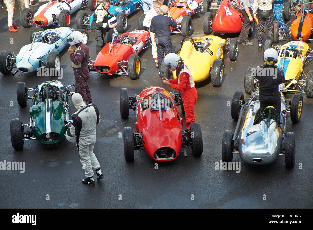 Formel Junior Motor Rennwagen, Parc Ferme, 42. AvD Oldtimer-Grand-Prix 2014 Nürburgring Stockfoto