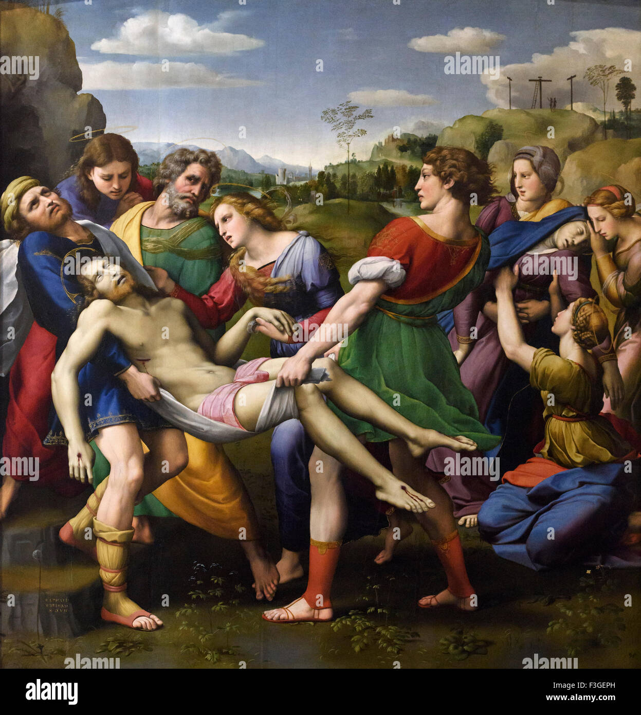 Rom. Italien. Galleria Borghese. Die Ablagerung von Christus, 1507 – 1508 von Raffael, Öl auf Holz. Stockfoto