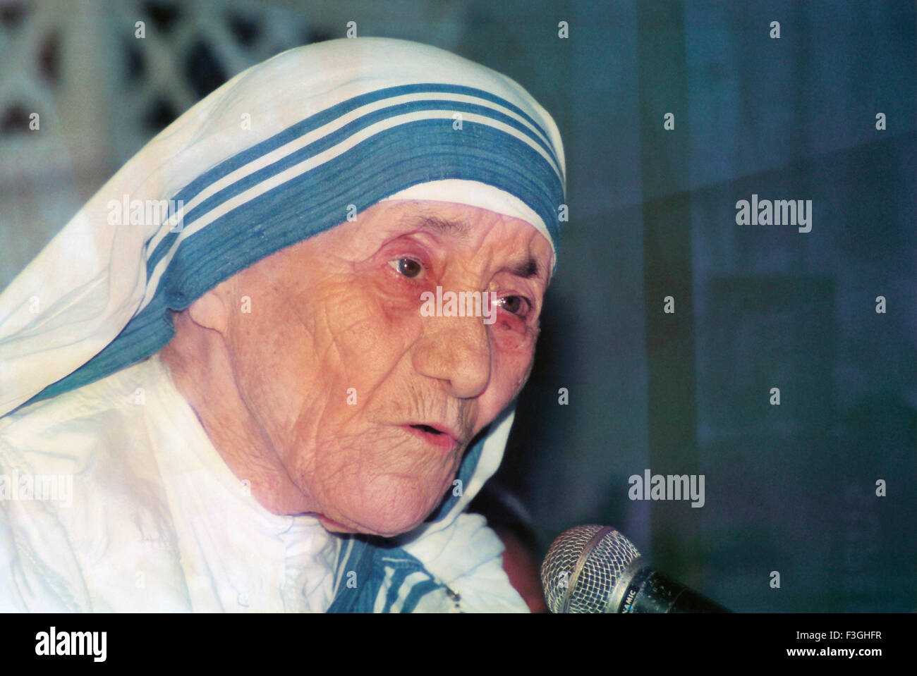 Mutter Teresa, Mutter Maria Teresa Bojaxhiu, Heilige Teresa von Kalkutta, albanisch-indische römisch-katholische Nonne, Missionarin, Missionare der Nächstenliebe, Kalkutta, Kalkutta, Kalkutta, Westbengalen, Indien, Asien Stockfoto