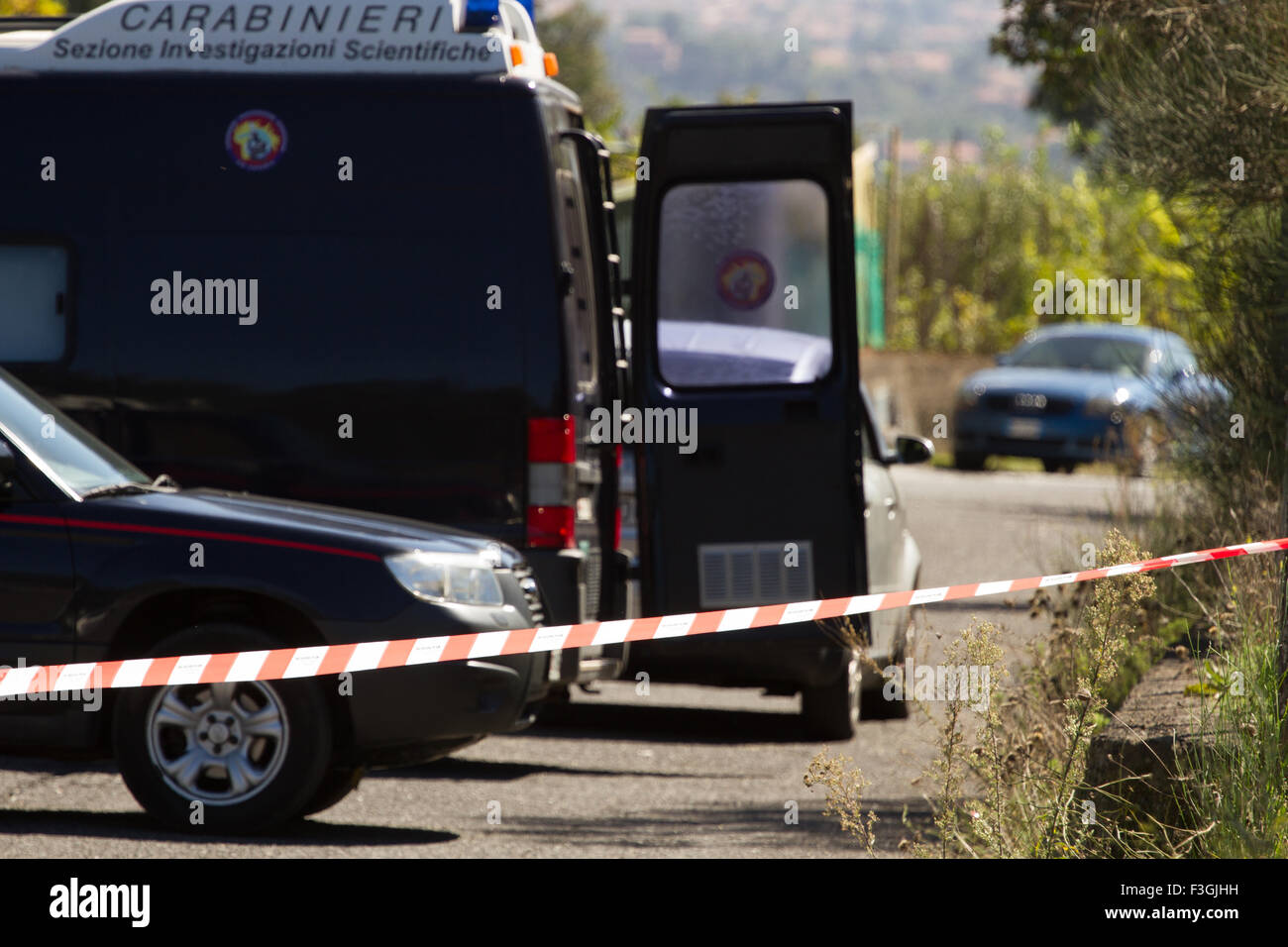 Nicolosi, Sizilien, Italien. 7. Oktober 2015. Eine Mädchen von zwanzig, Giordana Di Stefano, wurde in seinem Auto in Nicolosi, in erstochen Stockfoto