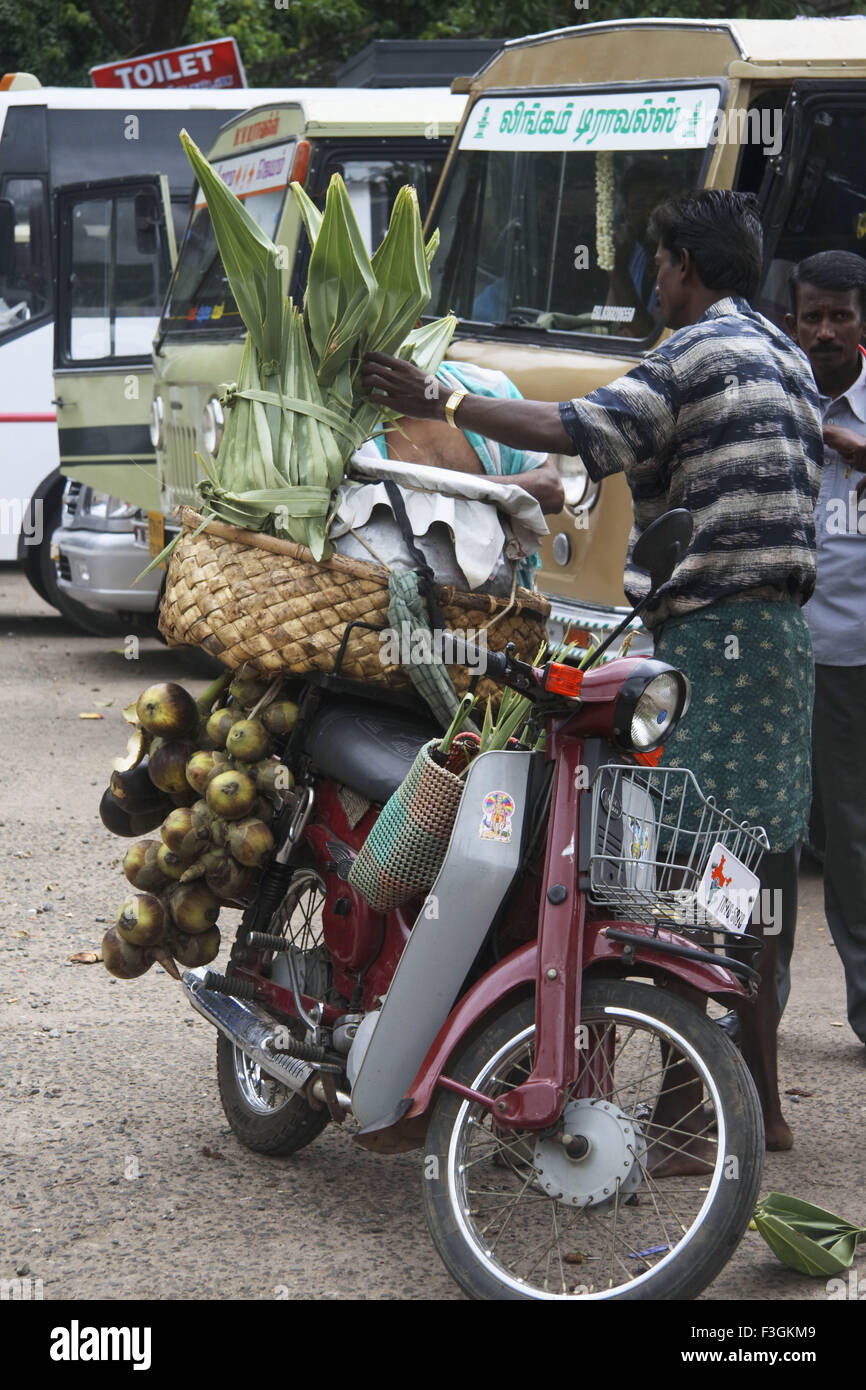 Verkauf von Pam Saft und Obst (Tadgola); Kurtallum; Tamil Nadu; Indien Stockfoto