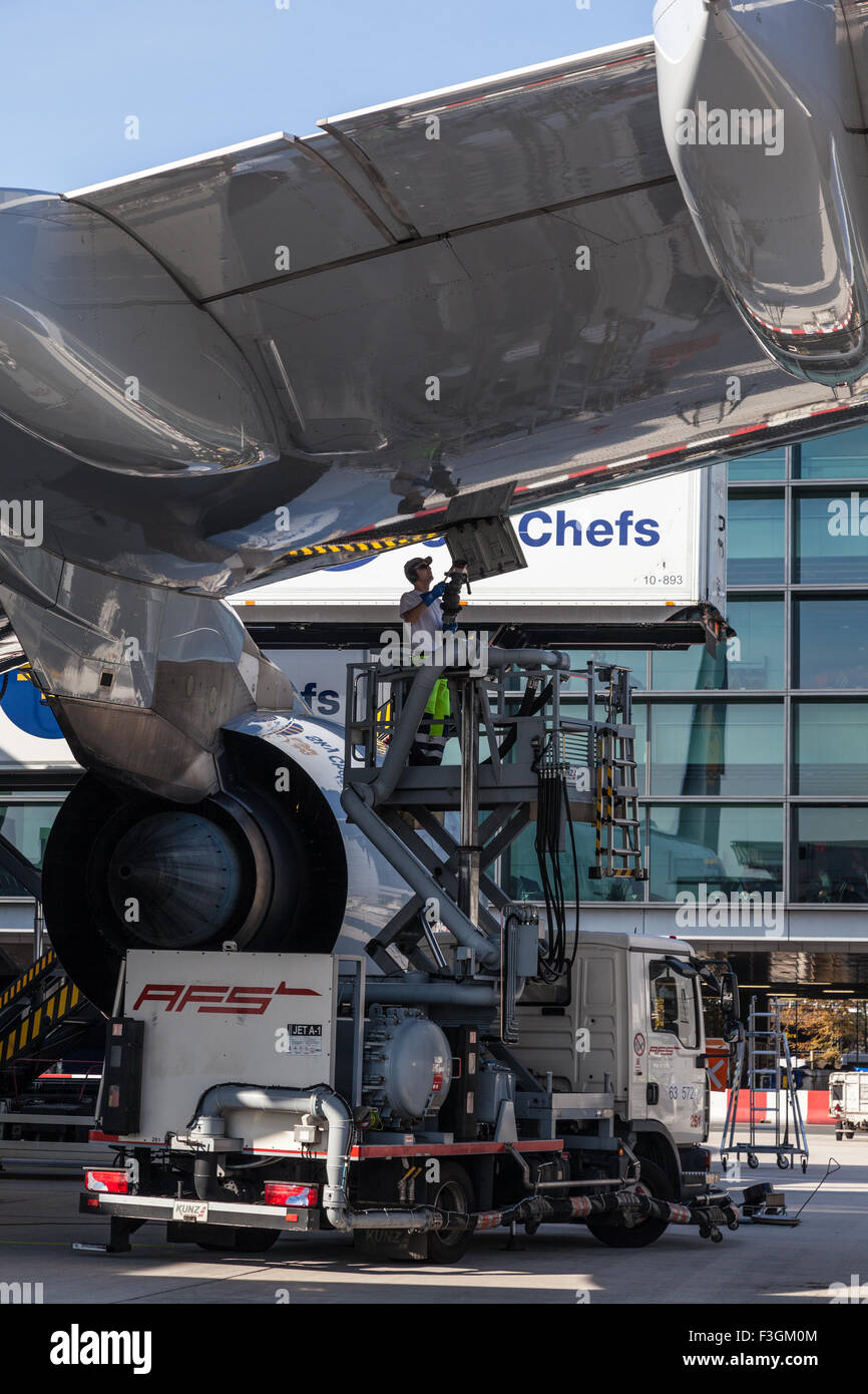 Lufthansa-Airbus füllen Upf des Frankfurter Flughafens Stockfoto