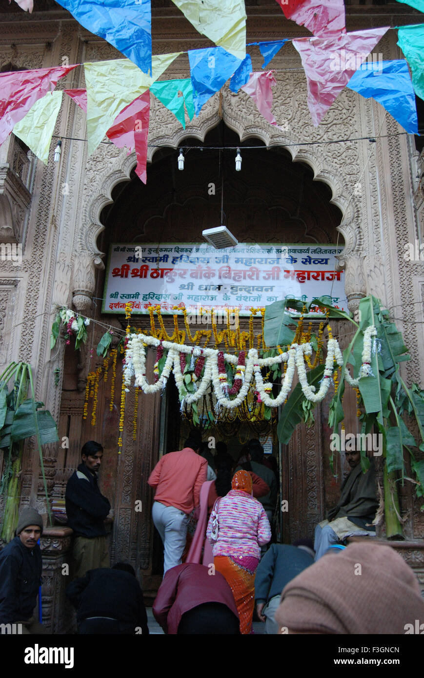 Berühmte Tempel von Banke Bihari Ji in Vrindavan; Uttar Pradesh; Indien Stockfoto