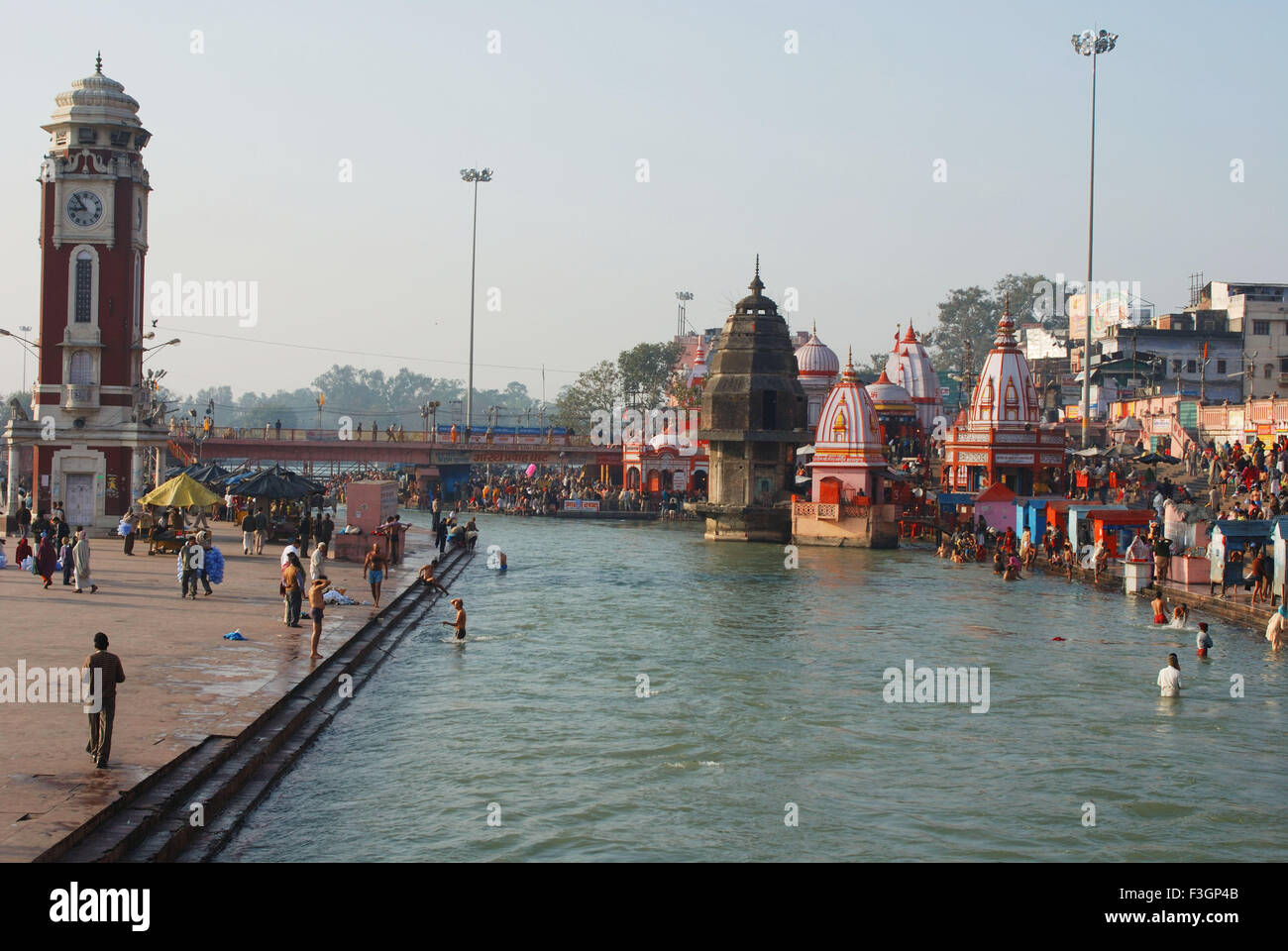 Har Ki Pauri; Haridwar; Uttar Pradesh; Indien Stockfoto