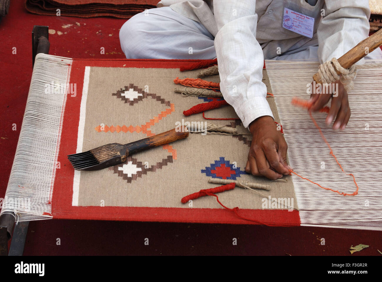 Der berühmte Salawas Teppich Weben; Jodhpur; Rajasthan; Indien Stockfoto