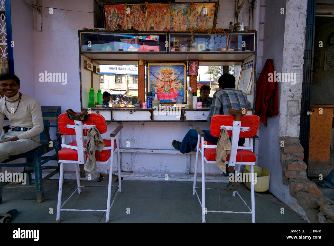 barber Shop; Jabalpur; Madhya Pradesh; Indien Stockfoto