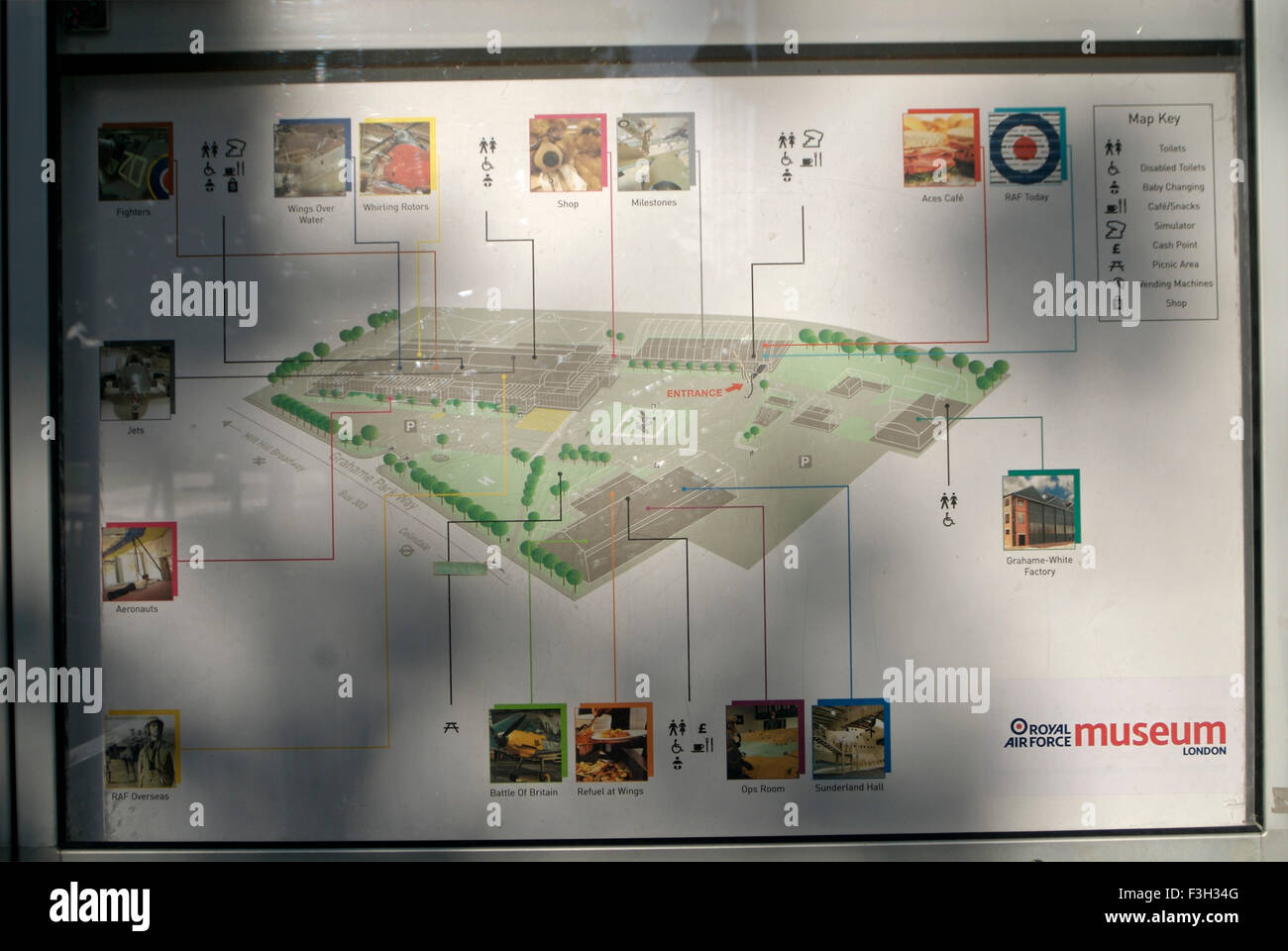 Karte im Royal Air Force Museum; London; Großbritannien-Vereinigtes Königreich-England Stockfoto