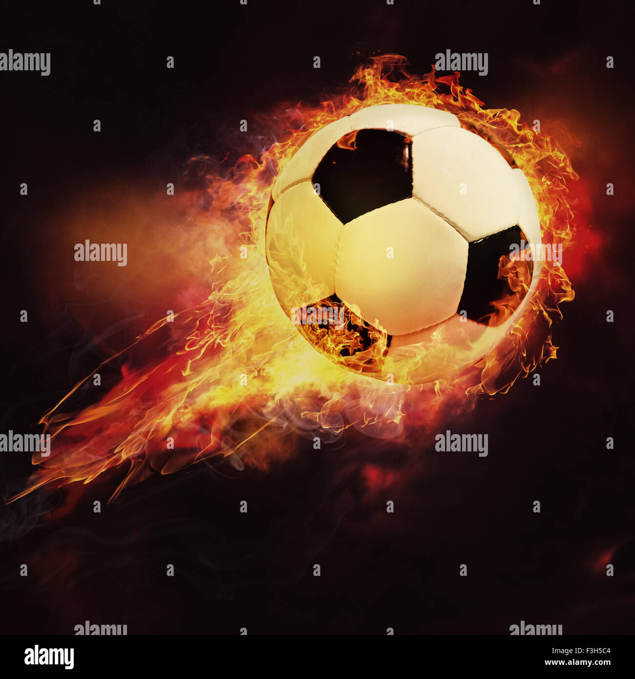 Feuerball. Abstrakte Sport Fußball Hintergründe Stockfoto