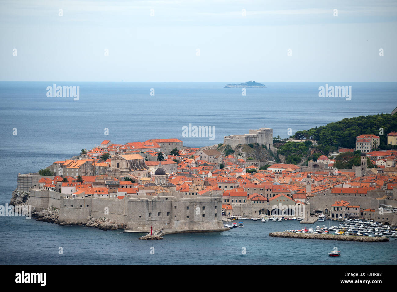 Dubrovnik, CroatiaPort aus Ferne gesehen, Dubrovnik, Kroatien Stockfoto