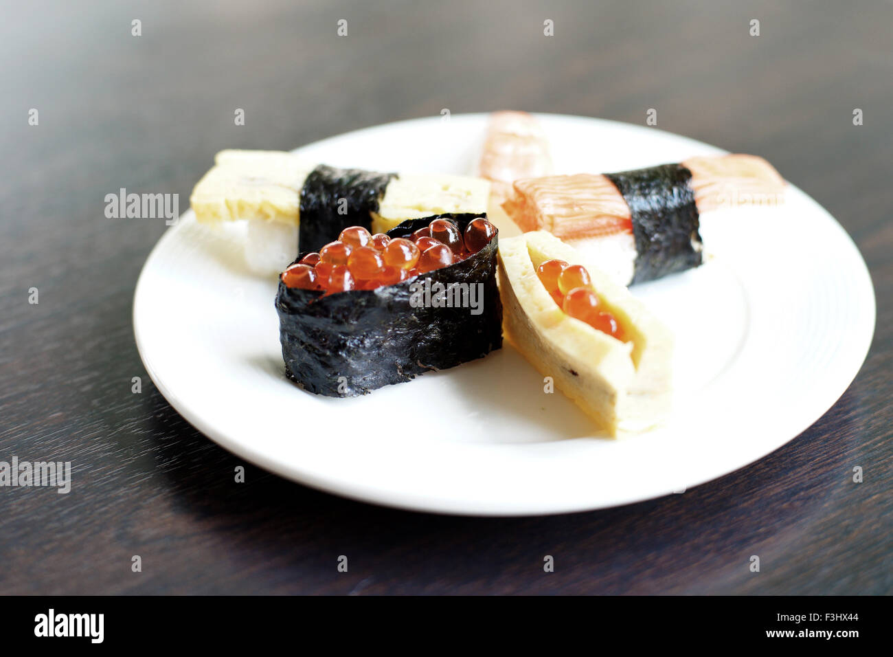 Nahaufnahme von Sushi Rollen traditionelles japanisches Essen Stockfoto