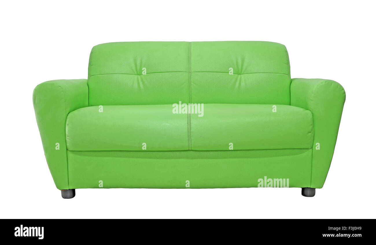 grünes Sofa Möbel isoliert auf weißem Hintergrund Stockfoto