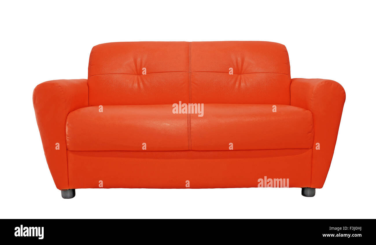 rotes Sofa Möbel isoliert auf weißem Hintergrund Stockfoto