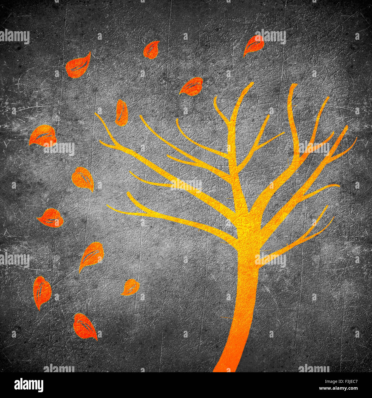 Orangenbaum und Blätter digitale illustration Stockfoto