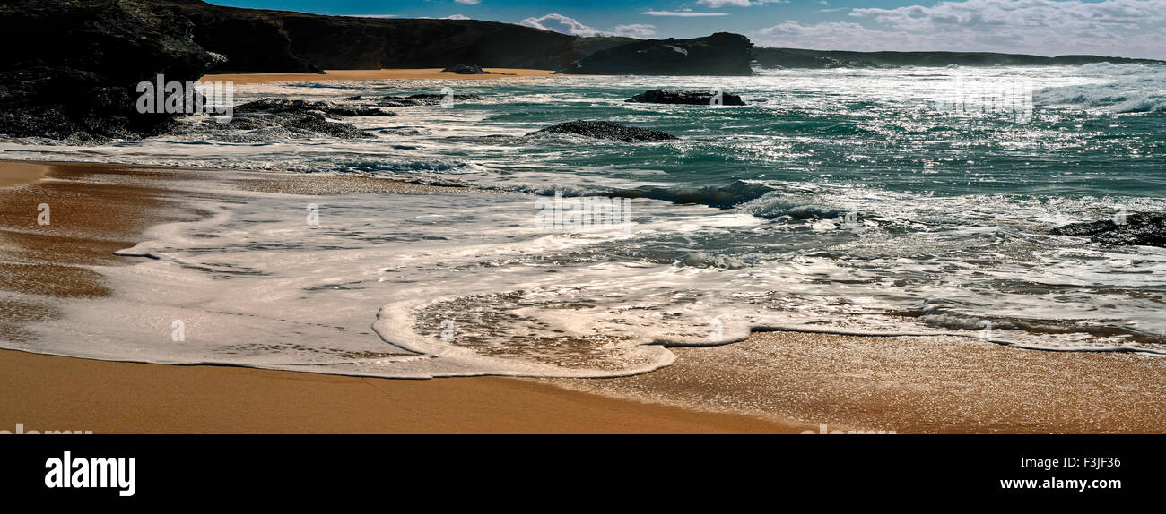 Portugal: Panorama Strand-Szene im Alentejo Küste Stockfoto