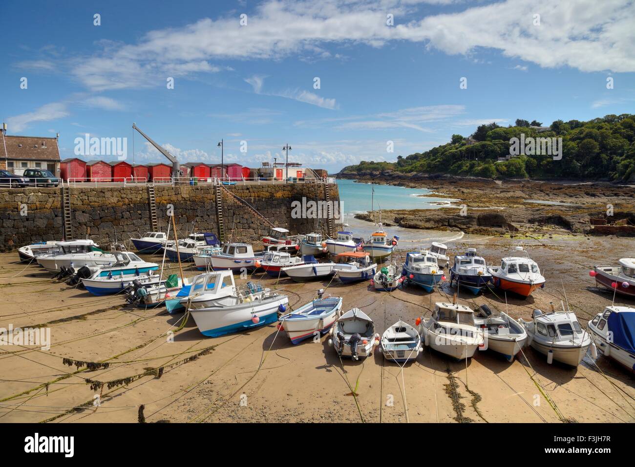 Der kleine Hafen von Rozel Bay, Jersey, Channel Islands, British Isles. Stockfoto