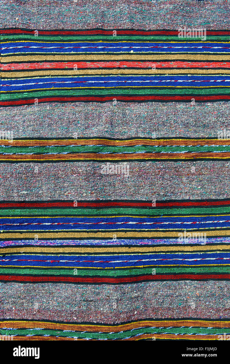 Handgemachte gesponnene Wolle Teppich Hintergrund Stockfoto
