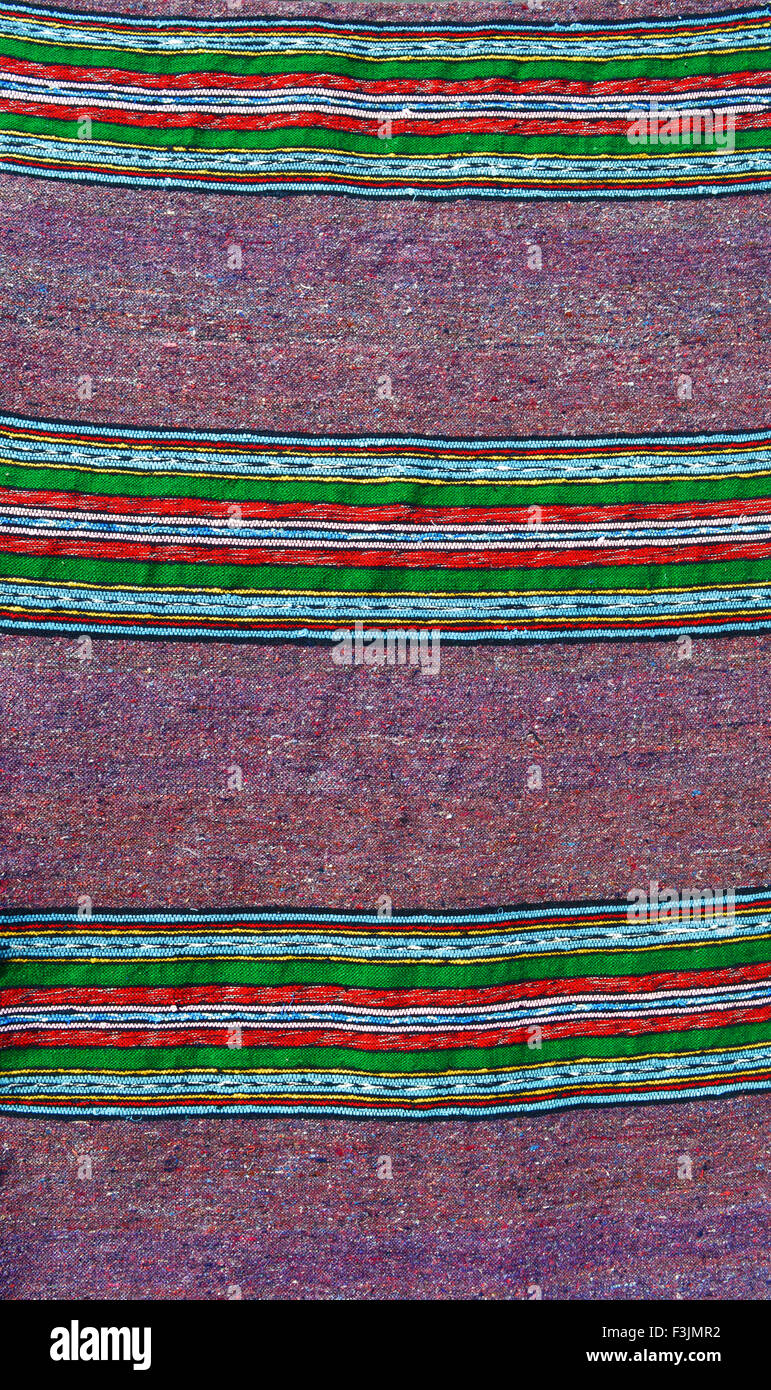 Handgemachte gesponnene Wolle Teppich Hintergrund Stockfoto
