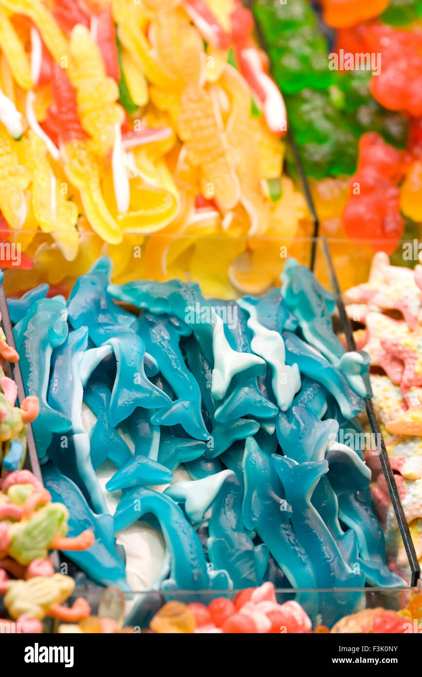 Sülze Süßigkeiten auf einem Marktstand angezeigt Stockfoto