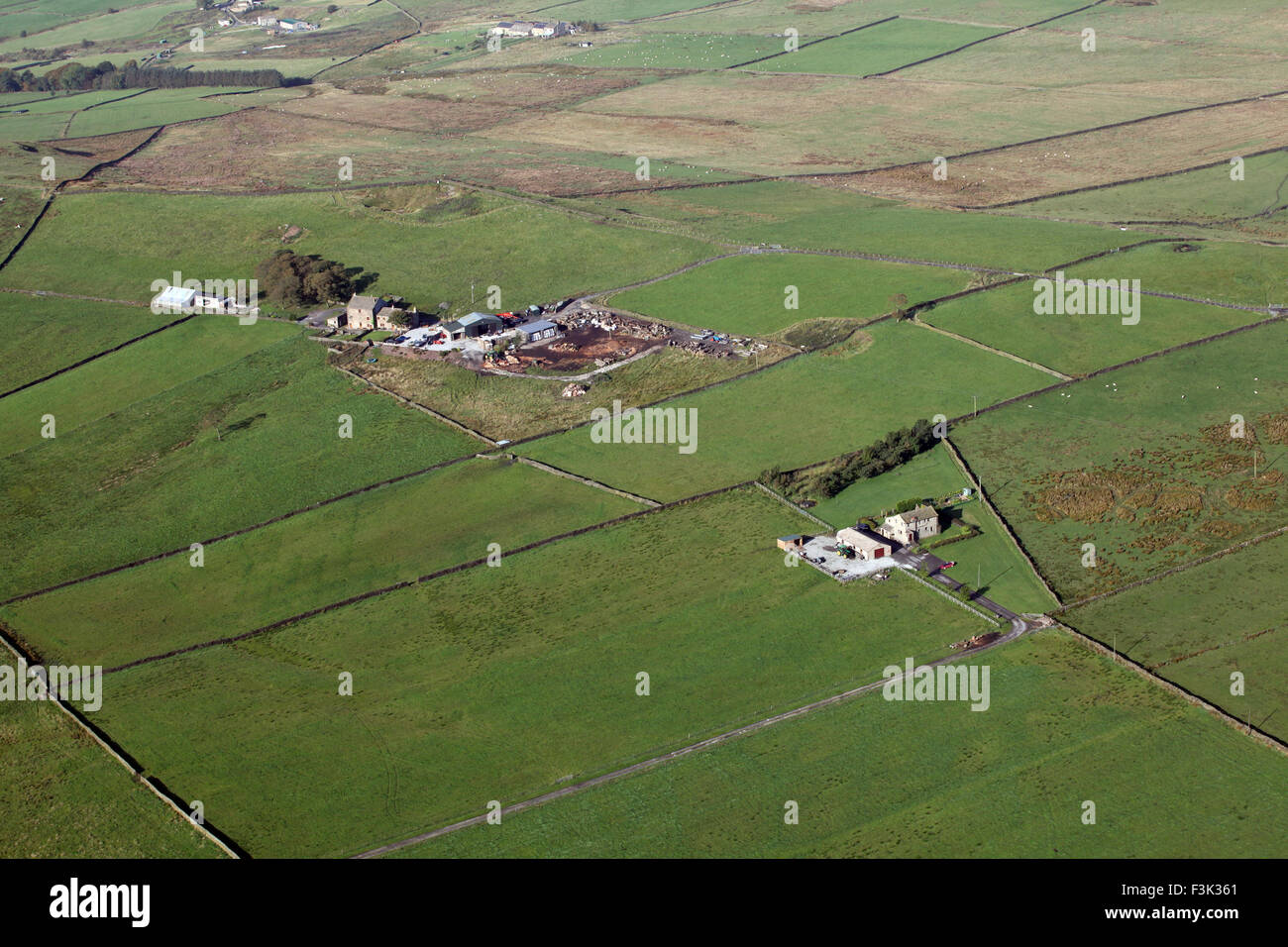 Luftaufnahme des ländlichen Lebens in Yorkshire, Großbritannien Stockfoto