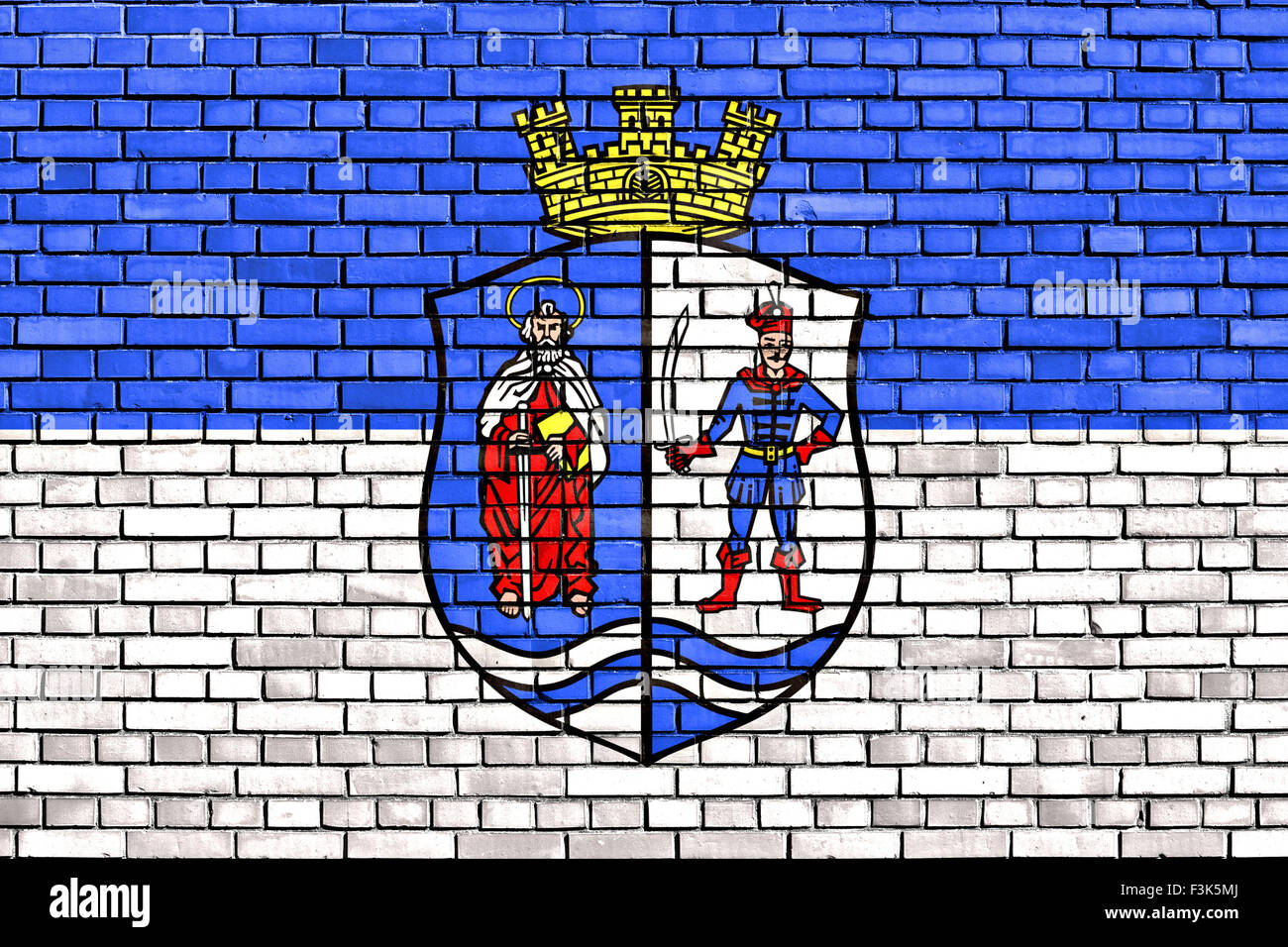 Flagge von Bacs-Kiskun Grafschaft auf Mauer gemalt Stockfoto