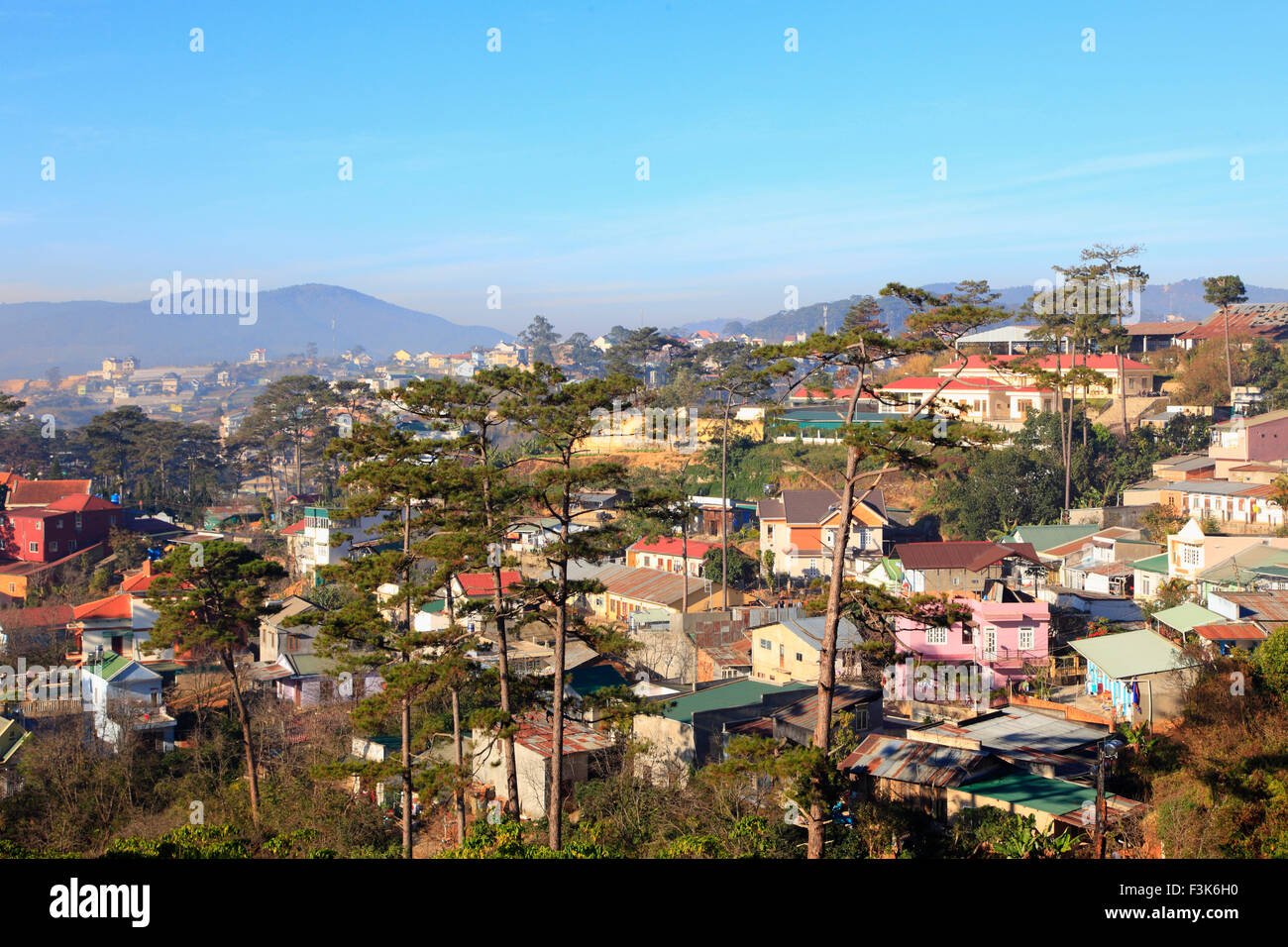 Vietnam, Dalat, Gesamtansicht, Panorama, Stockfoto