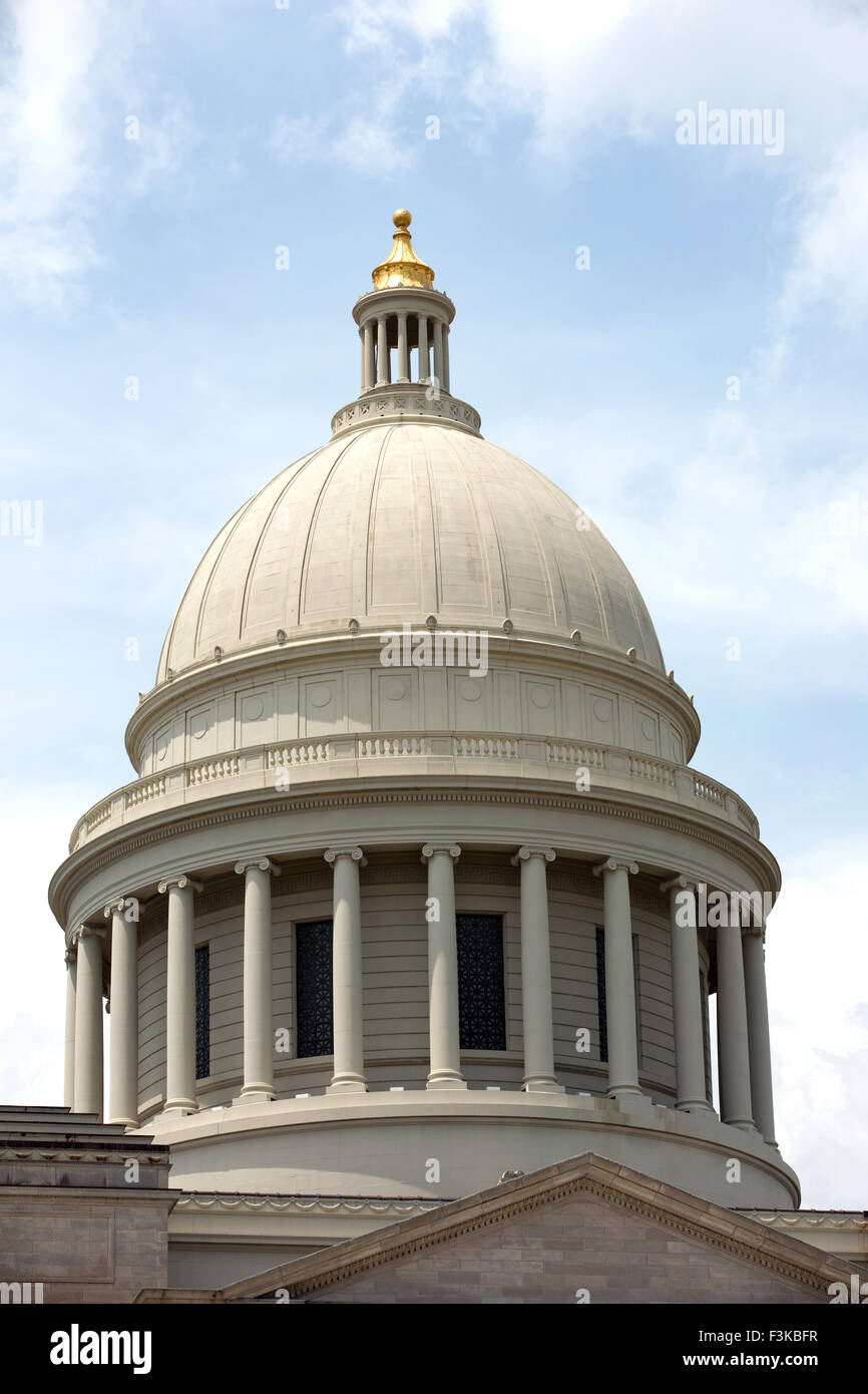 Die Kuppel auf der Arkansas-Hauptstadt Gebäude in Little Rock, Arkansas. Stockfoto