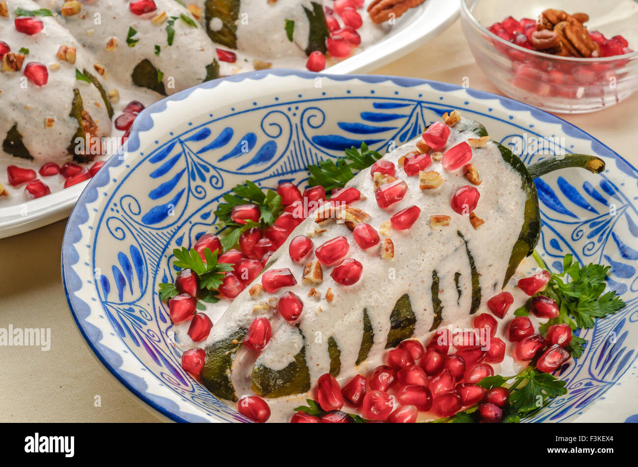 Mexikanische Küche Chile En Nogada Stockfoto