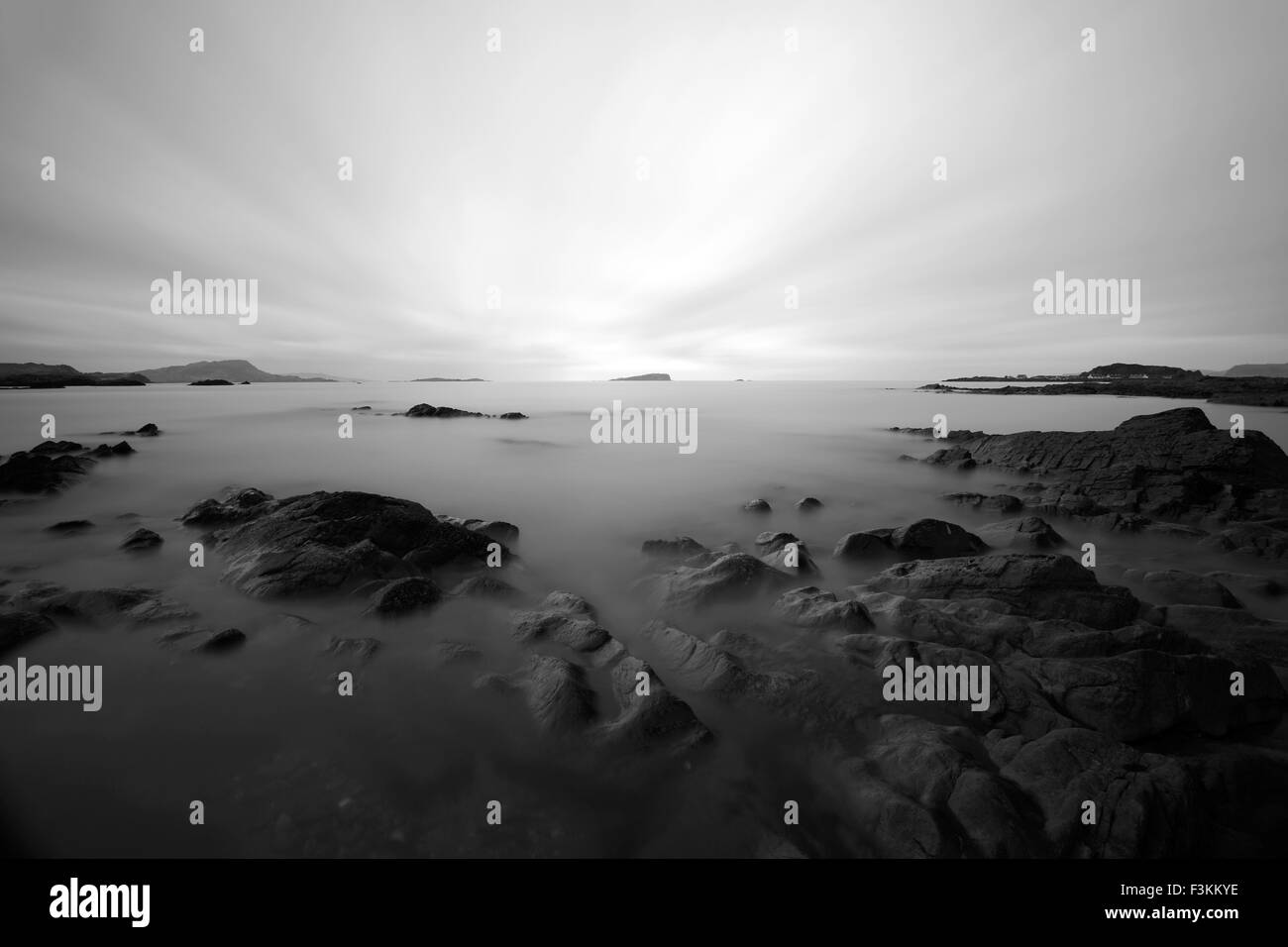 Easdale bei Sonnenuntergang in Monochrom Stockfoto