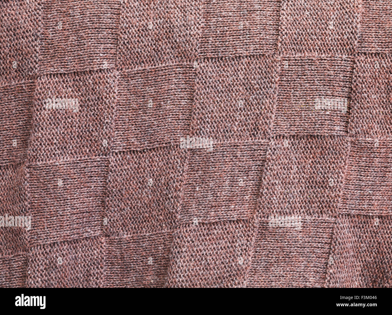 Braunen Wollstoff mit Quadraten Muster Hintergrundtextur Stockfoto