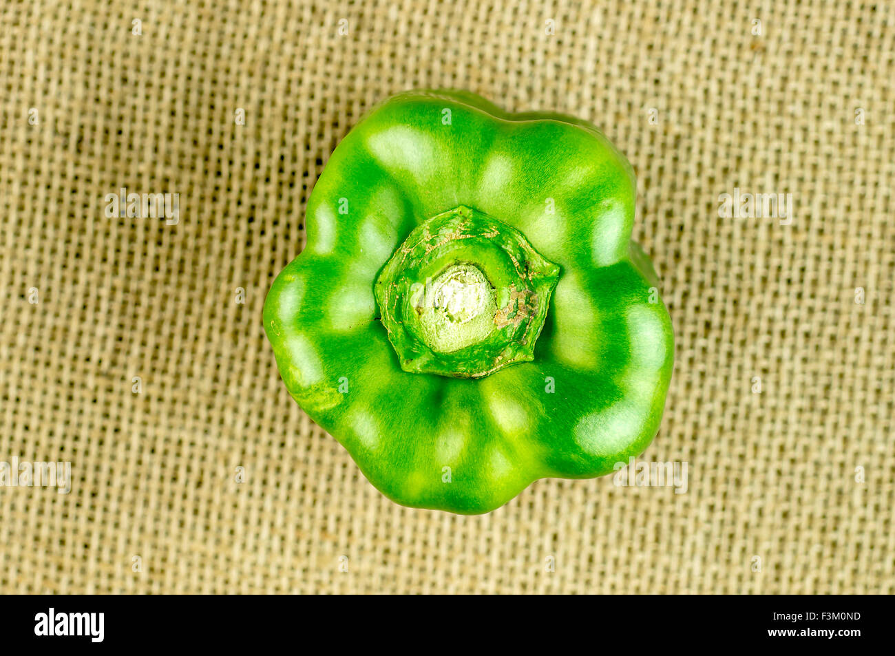 Luftaufnahmen von grünem Pfeffer auf rustikalen natürlichen Hintergrund Stockfoto