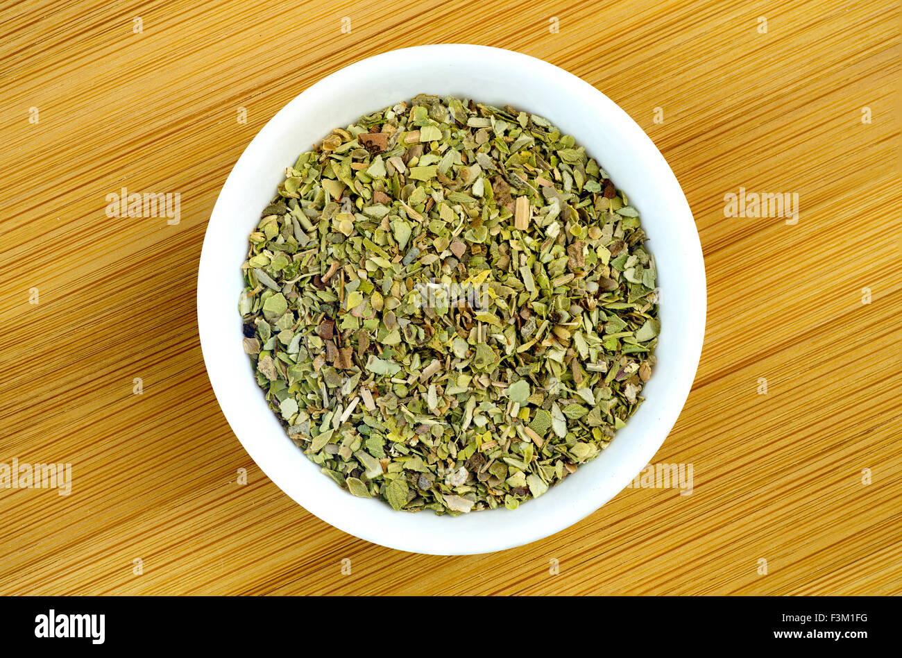 Obenliegende Makro getrockneter Oregano Blatt Kraut Stockfoto