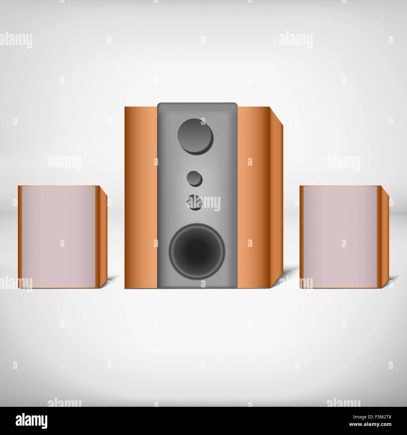 Zwei Lautsprecher mit Subwoofer. Für Computer oder Home Theater Stock Vektor