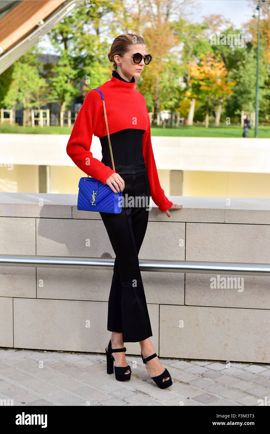 Blogger Samantha Angelo außerhalb der Louis Vuitton Modenschau während der Paris Fashion Week - 7. Oktober 2015 - Foto posieren: Start-und Landebahn Manhattan/Celine Gaille *** für nur zur redaktionellen Nutzung *** Mindesthonorar 50, - EUR/minimale Gebühr 50, - EUR/Picture Alliance Stockfoto